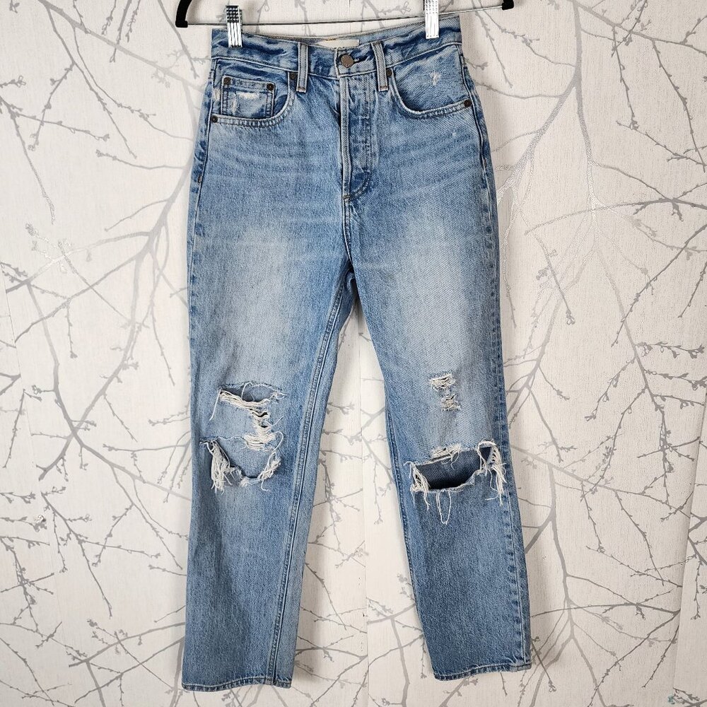 Denim Forum Light Wash Distressed Joni High Rise Loose Jeans